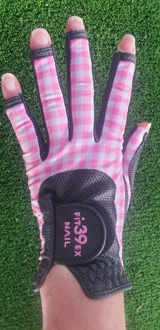 FIT39 Golf Glove - Checked Pink/Black NAIL
