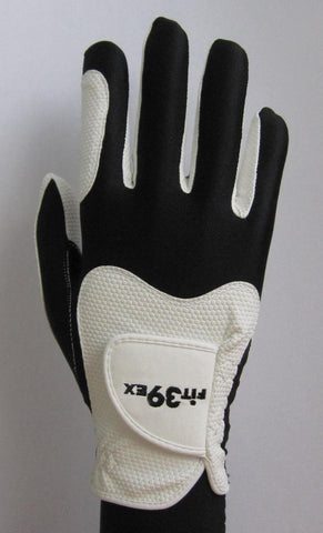 white and black golf glove