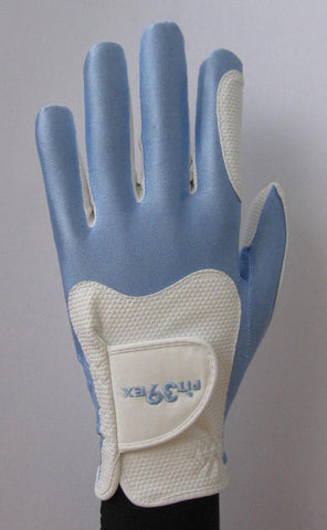 blue and white glove