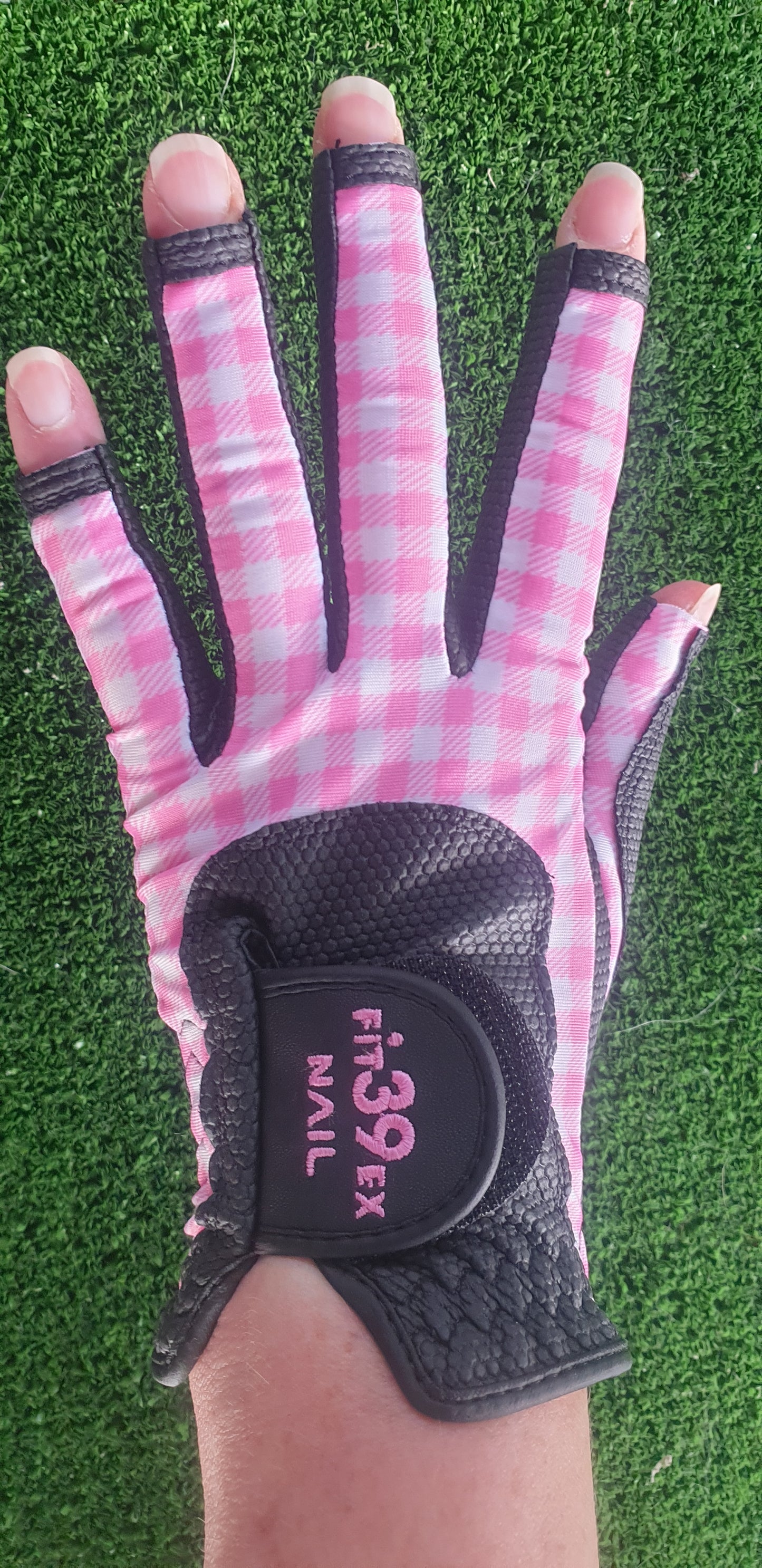FIT39 Golf Glove - Checked Pink/Black NAIL