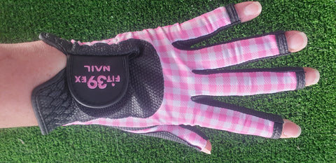 FIT39 Golf Glove - Checked Pink/Black NAIL