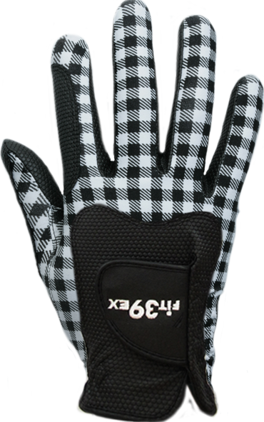 ladies black and white checkered golf glove