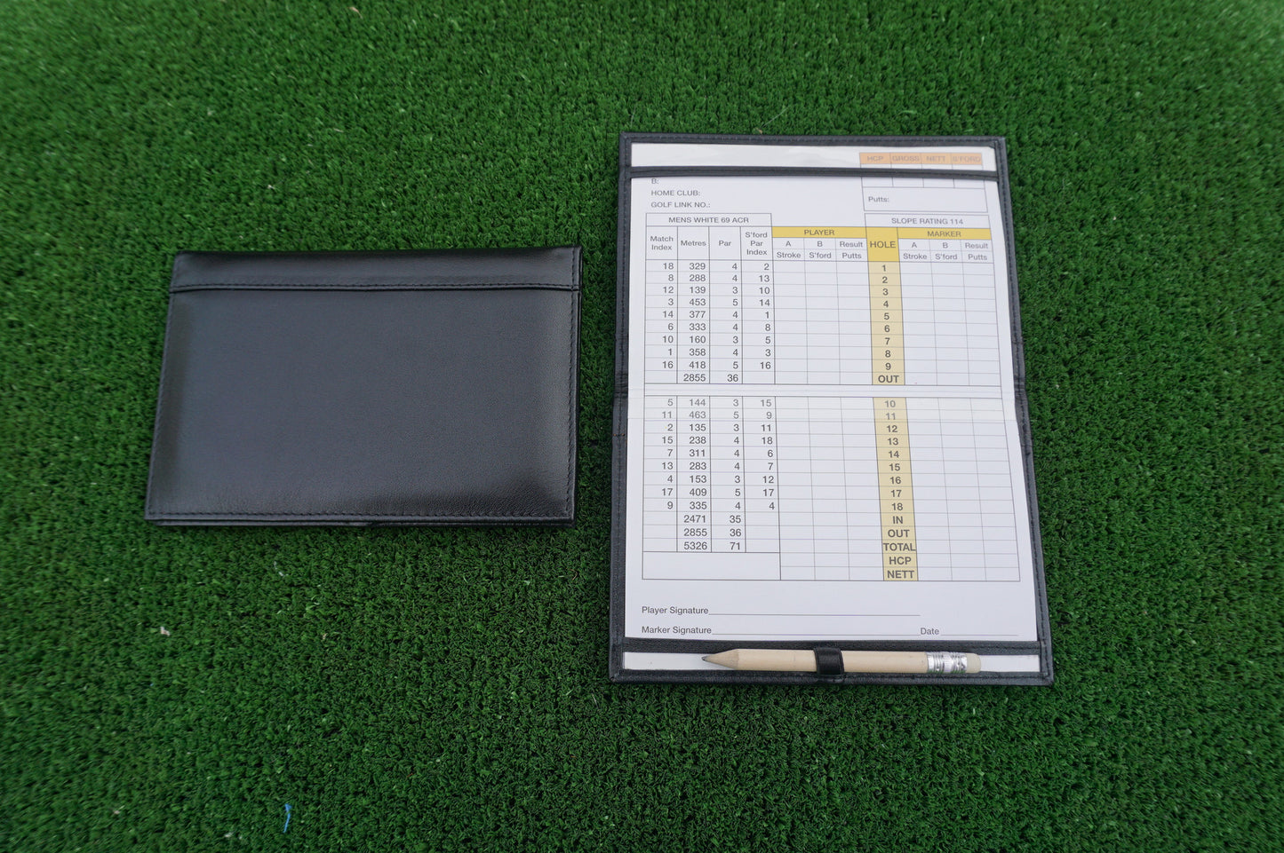 black Leather golf Scorecard Holder